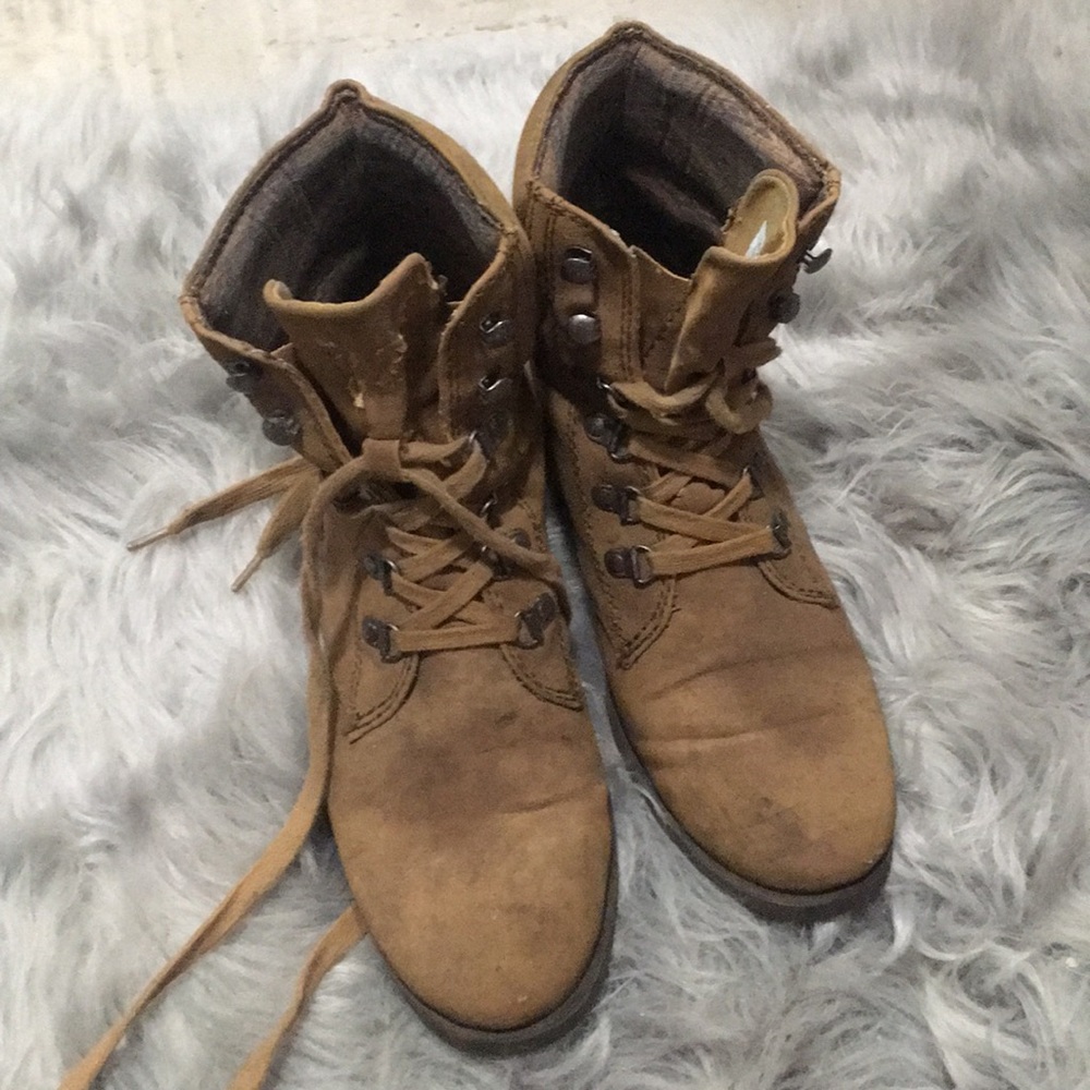 Brown combat boots